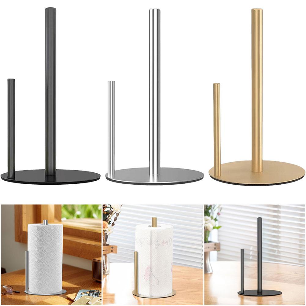 Держатель для бумажных полотенец, настольный диспенсер для бумажных полотенец, утяжеленное основание, вертикальный держатель для ткани из нержавеющей стали для кухни и ванной комнаты