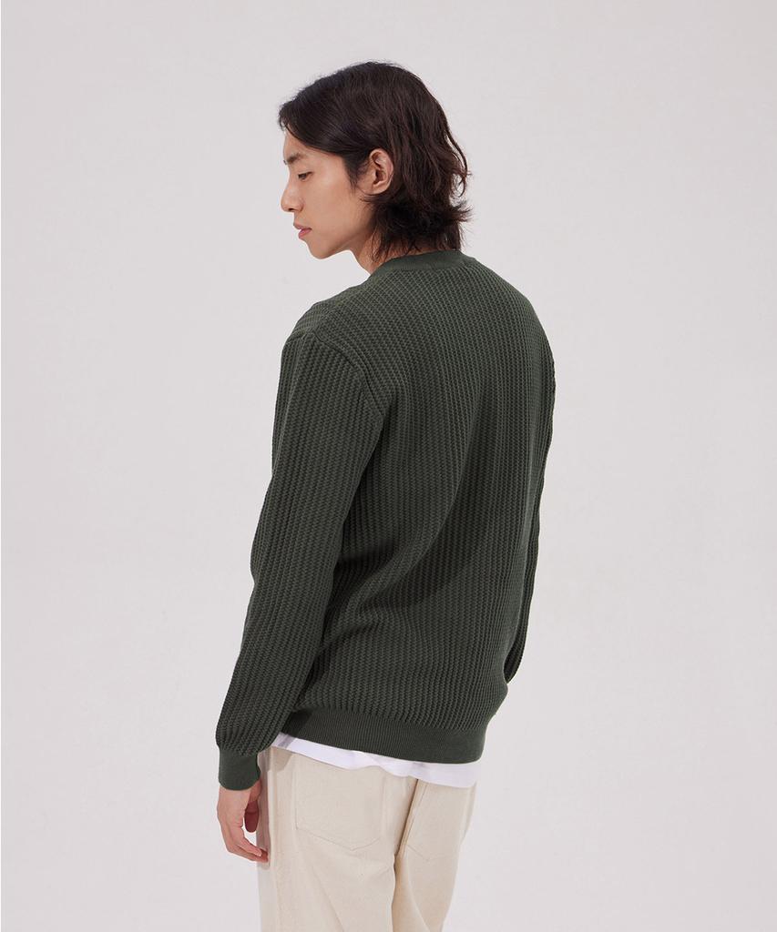 MAKEITTO Daily Viscose Henley Neck Knit_Khaki