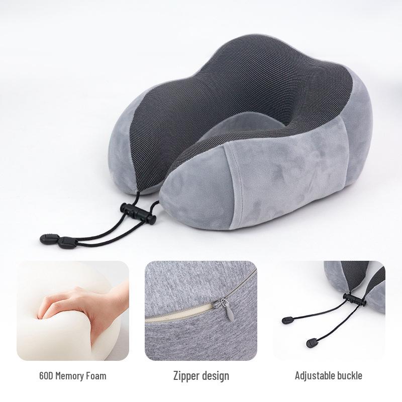 Memory Foam U-shaped Travel Neck Pillow for Airplane and Car