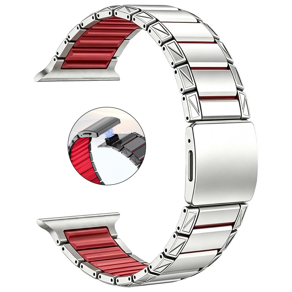 Магнитная застежка Ремешки для часов Силикон + Титановый ремешок для Apple Watch Ultra 3 2 49 мм Браслет для Серий 11 10 9 8 7 6 и SE Ремешки