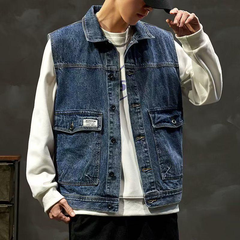 Мужской модный джинсовый жилет – новый стиль весна/осень, универсальный свободный жилет, рабочая куртка без рукавов