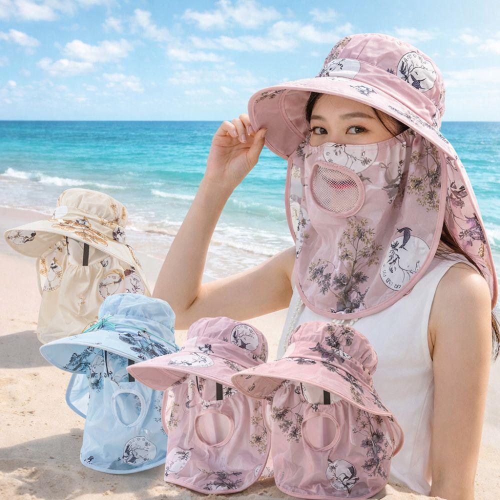 Breathable Face Mask Sun Hat Wide Brim Fisherman's Hat Fashion Tea Picking Work Hat Summer Outdoor