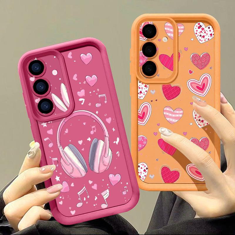 Чехол candy color с сердечками для Samsung S26 S25 Ultra S24 S23 S22 Plus S21 FE A54 A15 A35 A55 A16 A36 A56 A17 A27 A37 A57 Ударопрочный бампер