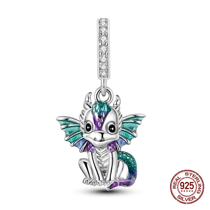 Original Charms Copper Luminous Chameleon Charms Beads Fits 3Mm Original Bracelet For Women Diy Fine Jewelry Gifts