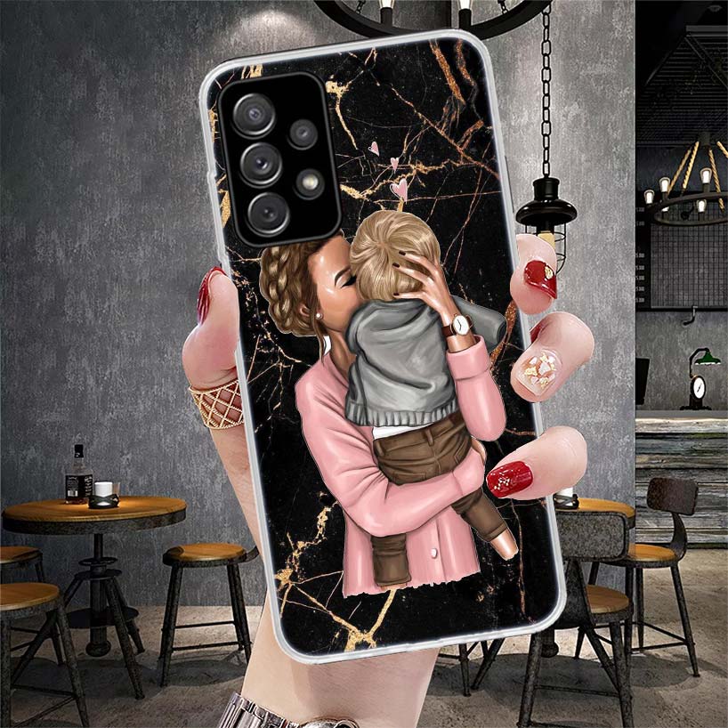 Мама Малыш Любовь Девочка Мягкий Чехол Для Телефона Для Samsung Galaxy A13 A14 A15 A16 A17 A53 A54 A55 A56 A57 A33 A34 A35 A36 A37 A23 A24 A25 A2