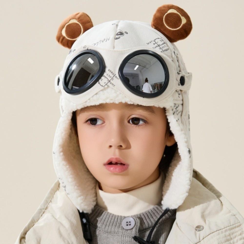 Cold Proof Children Pilot Hat Cute Cartoon Warm Hat Fashion Ear Protection Cap  Winter