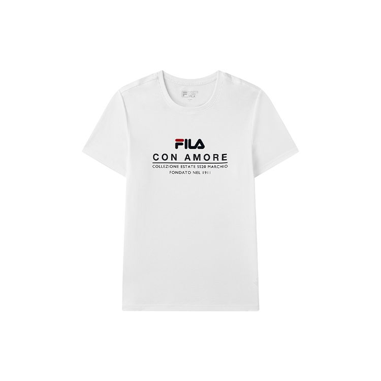 Fila Logo Print Crew Neck Loose Short Sleeve T-Shirt Men Tops Standard-White F11M028114G-WT