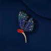 Exquisite Blue Butterfly Brooches for Women Elegant Temperament Corsage Clothing Accessories Jewelry