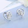 Sweet Shiny White CZ Heart Pierced Earrings for Girls  Sterling Silver Cute Pet Paw Prints Jewelry Daily Party Jewelry