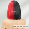 Half Black Half Red Bob Wig for Women - Full Bangs Short Straight Hair, Halloween Party Cosplay Street Style Two-Tone Full Cap Wig