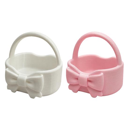 yangyizhi 3D Printed Bow Storage Basket, Portable Rounded Design Lipstick Sundries Holder for Entryway Desktop Vanity Tabletop, Girly Style