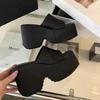 Summer Punk Chunky Platform Mule Sandals For Women Thick Heel Black Leisure Women Shoes Casual Slipper Big Size 42