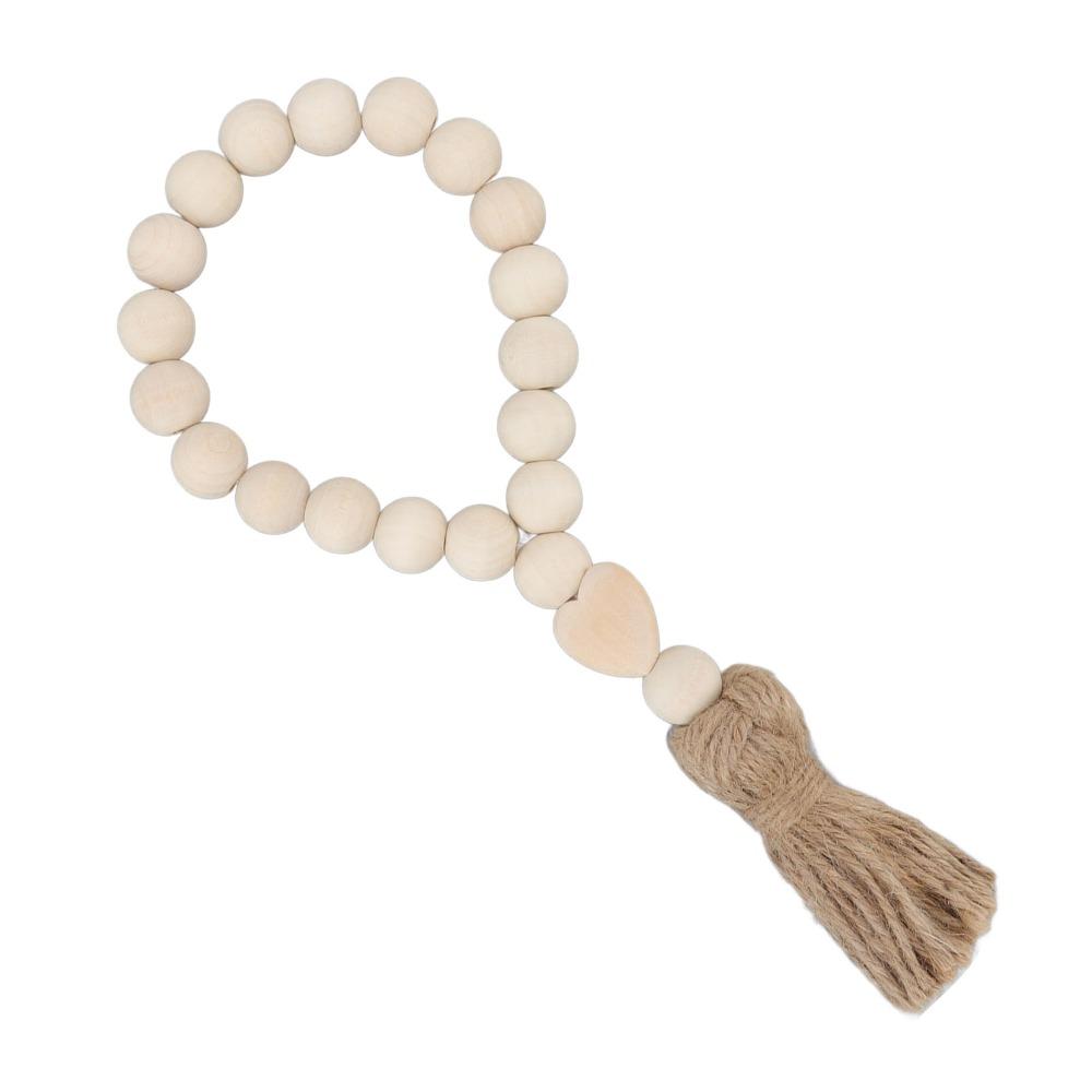 Light Brown Farmhouse Wooden Bead Strand Hanging Tassel Bead Ornament Tray Tabletop Bead Layout