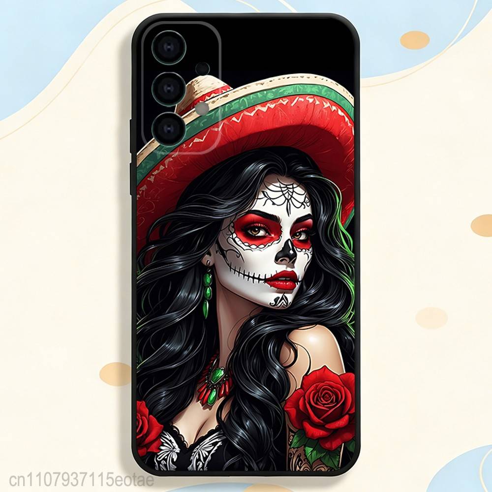 Day of the Dead Mexican C-Catrina Skull Case for Samsung S26 S24 S22 S25 Ultra S9 S20 FE S23 Plus S10 S21 Shockproof Funda Cover