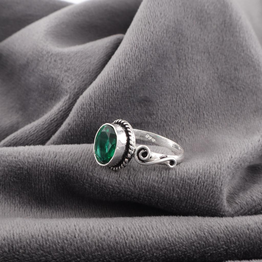 Кольцо с зеленым изумрудом, Ювелирное изделие, Великолепное серебряное кольцо ручной работы, Кольцо из стерлингового серебра 925 пробы для свадебного подарка