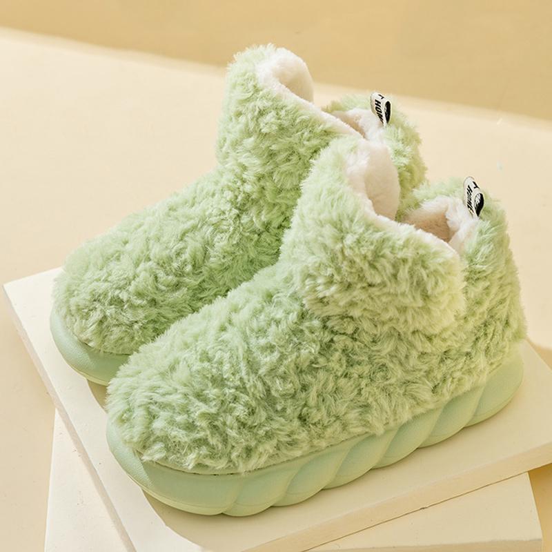 Fashion Comwarm Fur Slippers For Women Winter 2024 New Warm Cozy Furry Boots For Home Indoor Cute Soft Sole Plush Slides For Cotton Shoe