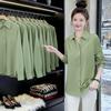 Женская блузка с отложным воротником и длинным рукавом, свободного кроя, рубашка на пуговицах для офиса