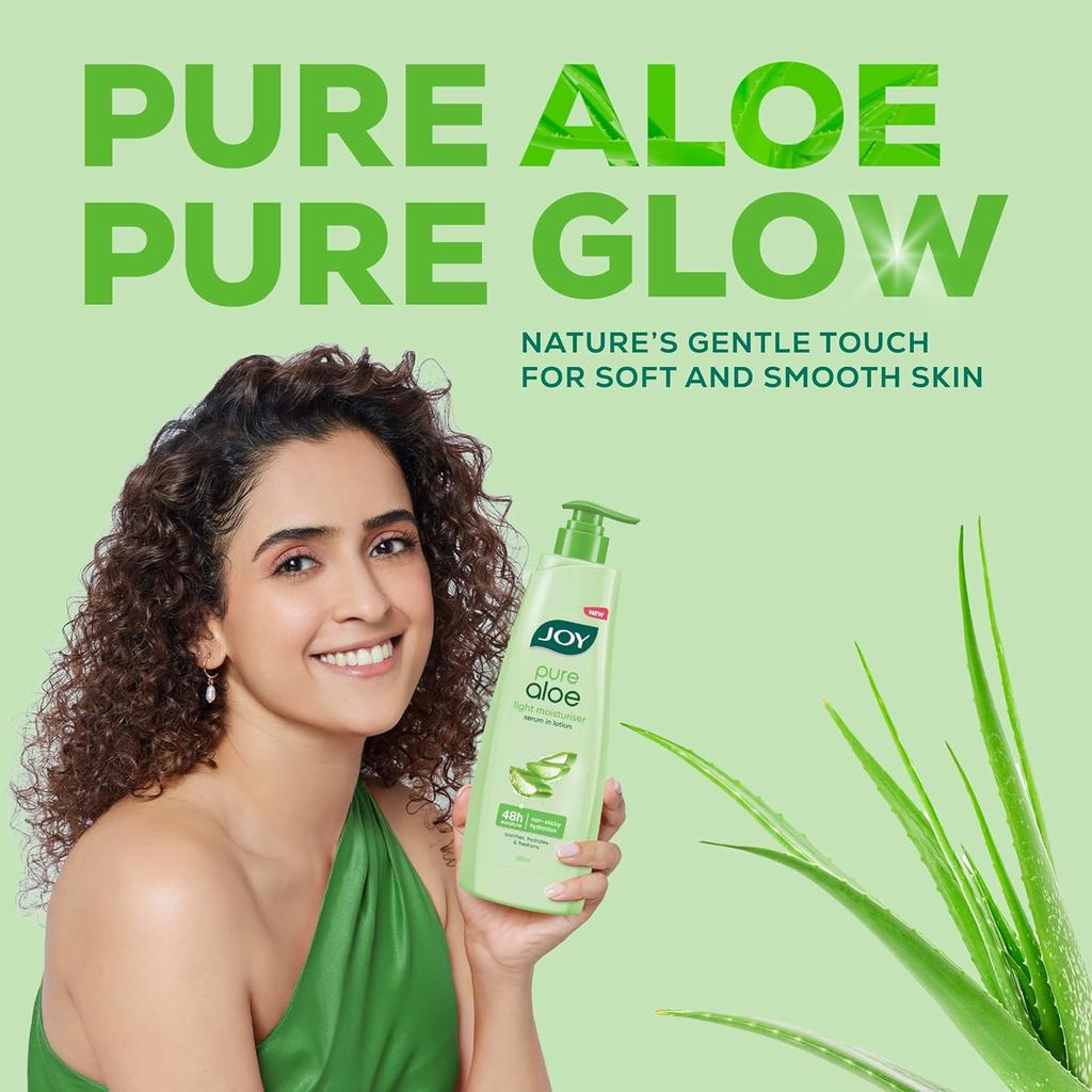 JOY Pure Aloe Light Moisturizing Body Lotion 500ml For Men & Women 48Hr Hydration Non-Greasy Summer Skincare
