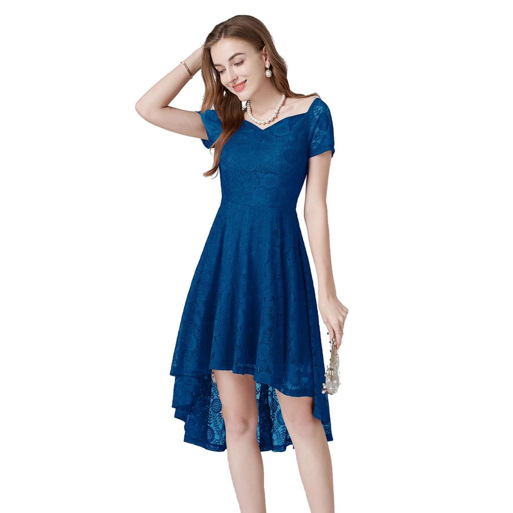 Женское вечернее платье миди, кружевное платье с вырезом в форме сердца, высокие и низкие подолы, ретро-платья, бальное платье для выпускного вечера, свадебные наряды подружки невесты
