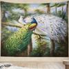 Green Forest Bird Tapestry Hanging Peacock Tapestry White Peacock Couple Tapestry Decoration Bedroom Living Room Wall Art