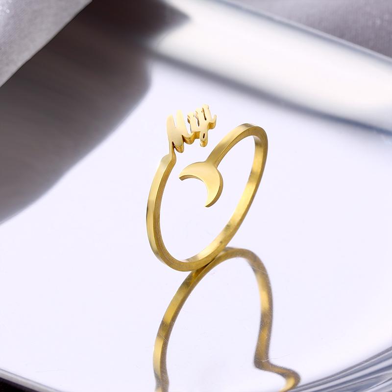 Customized Name Ring Personalized Stainless Steel Nameplate Adjustable Double Opening Love Ring Thanksgiving Gift for Mother