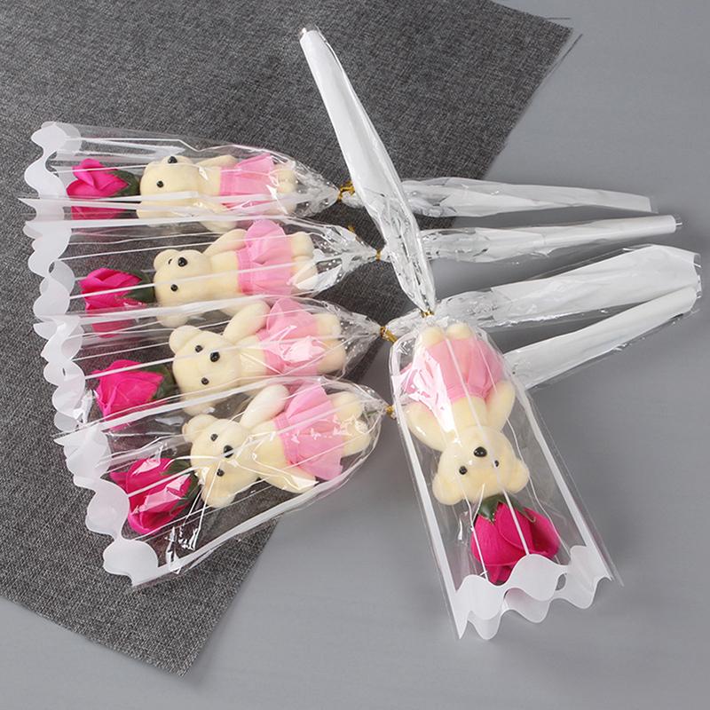 1Pcs Bear Soap Rose Bouquet Valentines Day Gift For Fridend Wedding Bouquet Home