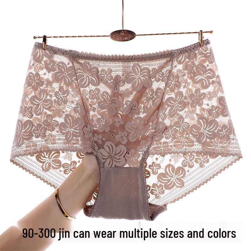 Plus Size High Waist Lace Panties with Cotton Crotch – Sexy, Hip-Lifting Design