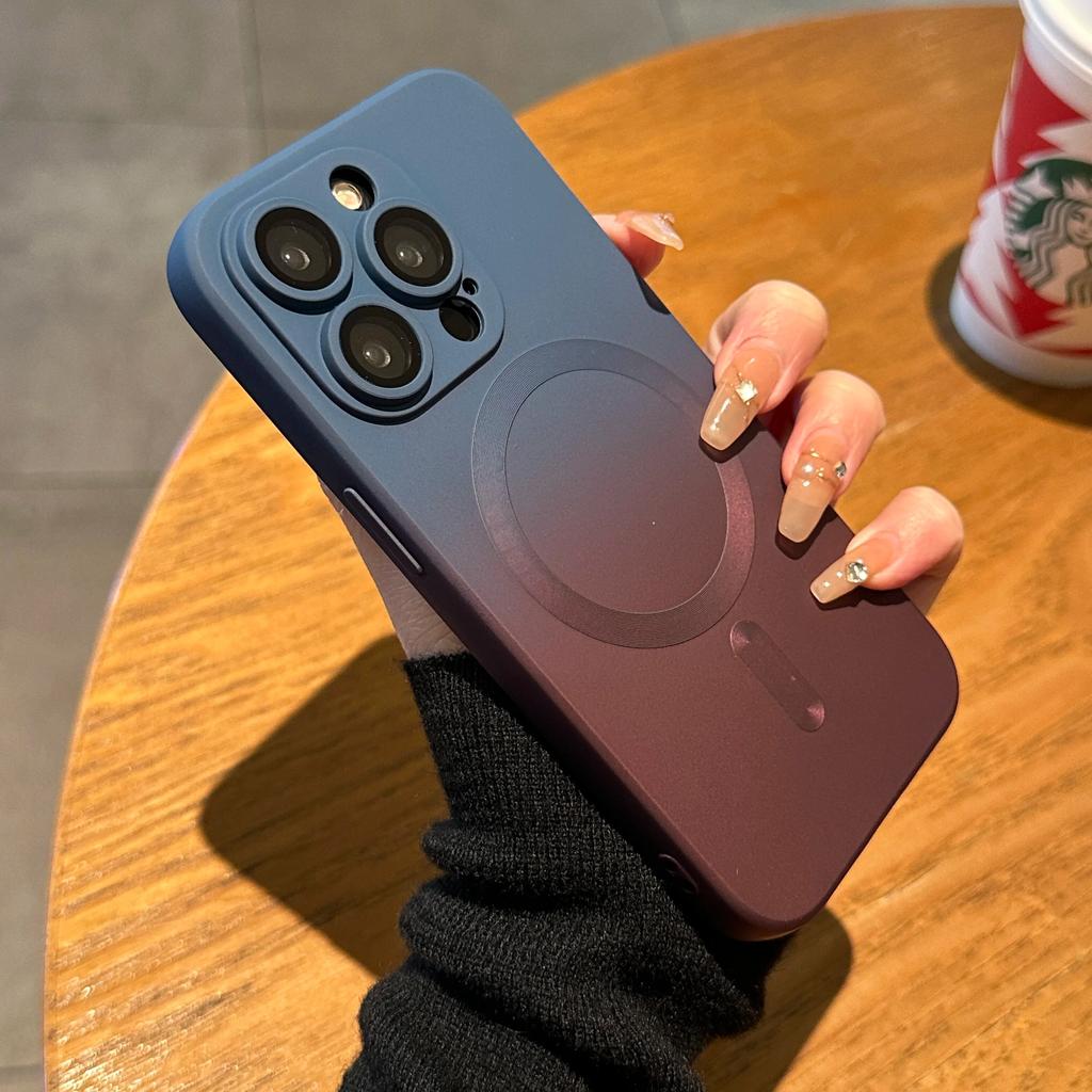 Роскошный мягкий силиконовый чехол с градиентным узором для iPhone 15 14 13 11 12 Pro Max Plus Magsafe, противоударный чехол с магнитной беспроводной зарядкой