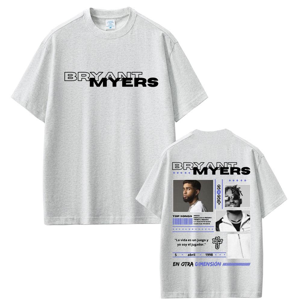 Футболка с принтом рэпера Bryant Myers En Otra Dimesion 2025 для мужчин и женщин, хип-хоп, уличный стиль, с круглым вырезом, короткий рукав, повседневные хлопковые футболки