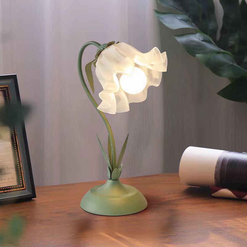 Ins Style Floral Bedroom Bedside Lamp for Teens - Eye-Caring Night Light & Study Desk Lamp