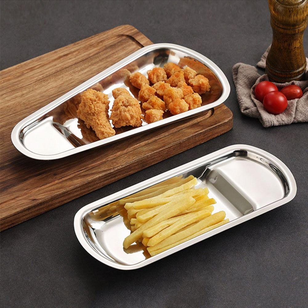 Irregular Outline Condiment Serving Tray Mirror Polished Metal Storage Tray Kitchen Use