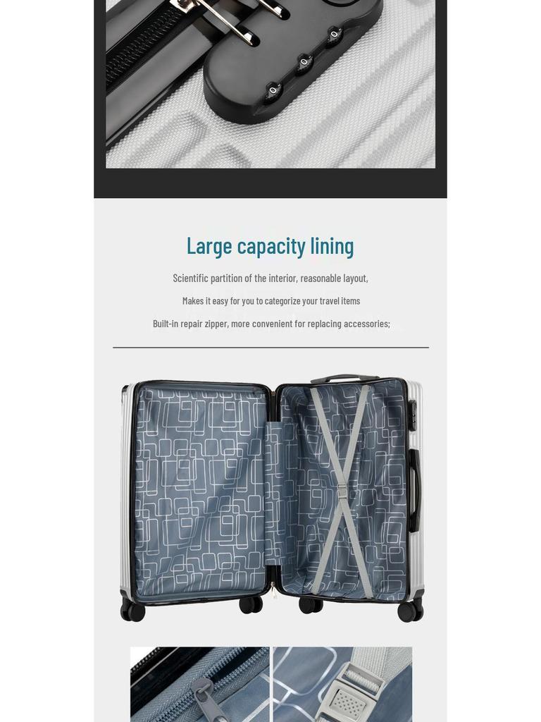 2024 28-Inch Sturdy Travel Suitcase with Combination Lock - Lightweight and Durable for Men and Women