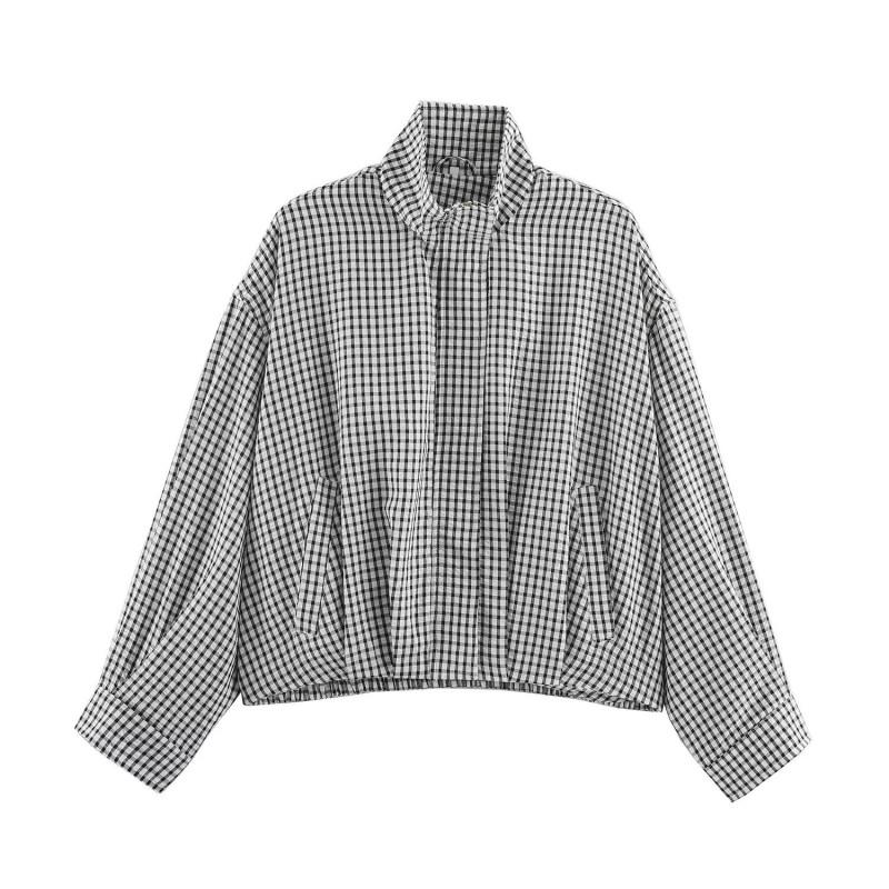 2026 Fall Womens Streetwear Plaid Pilot Jacket W025 12607