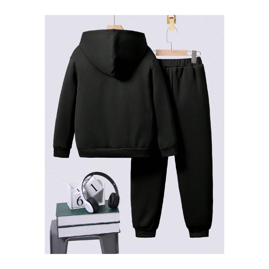 Темно-синий мужской спортивный костюм оверсайз с мягким пушистым принтом Nyc