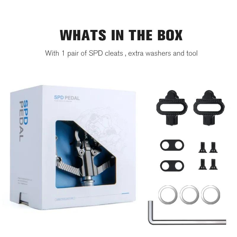 CXWXC Dual Function Platforms Flat / Clipless MTB Pedals SPD Cleats 3 Sealed Bearings Bike Pedals Road Bmx Pedals For Bicycle