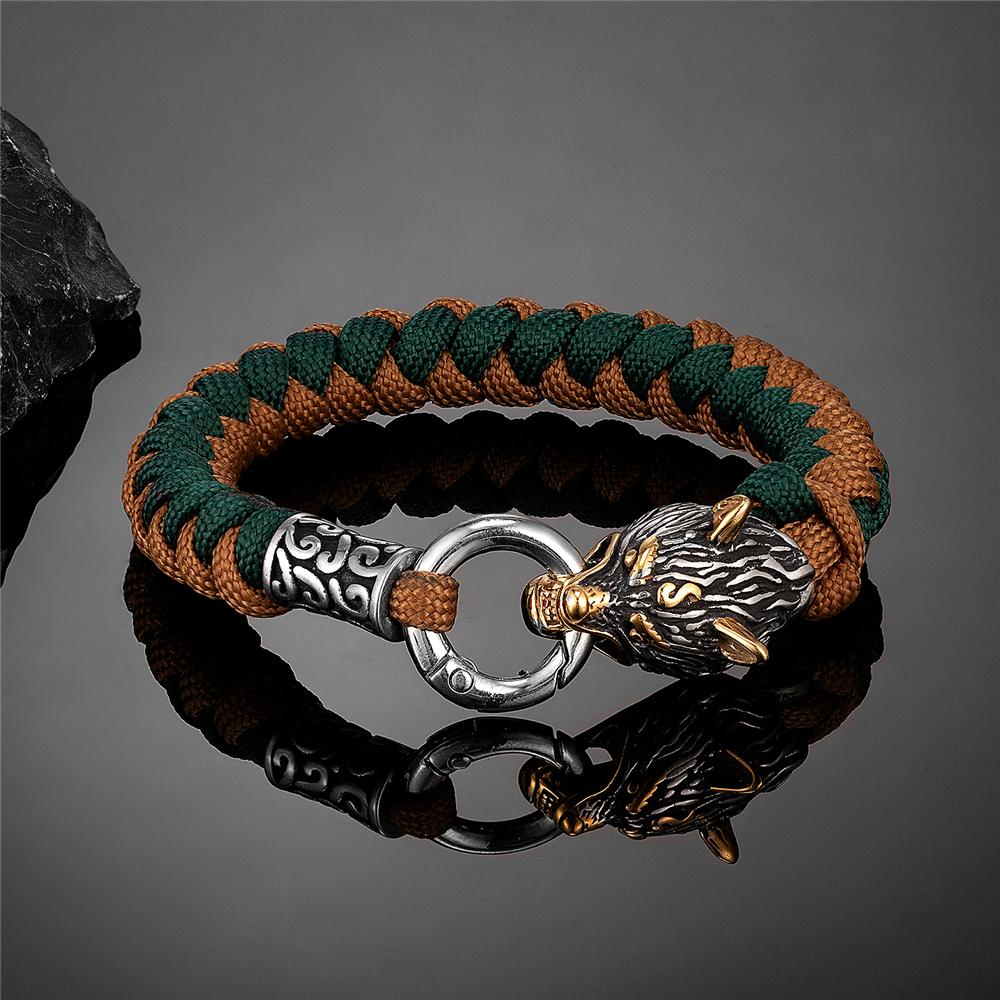 Ретро-скандинавские браслеты для выживания в стиле волка Одина, мужские браслеты для выживания в стиле викингов Geri&Freki из нержавеющей стали, паракордовые веревочные браслеты ручной работы, украшения для активного отдыха