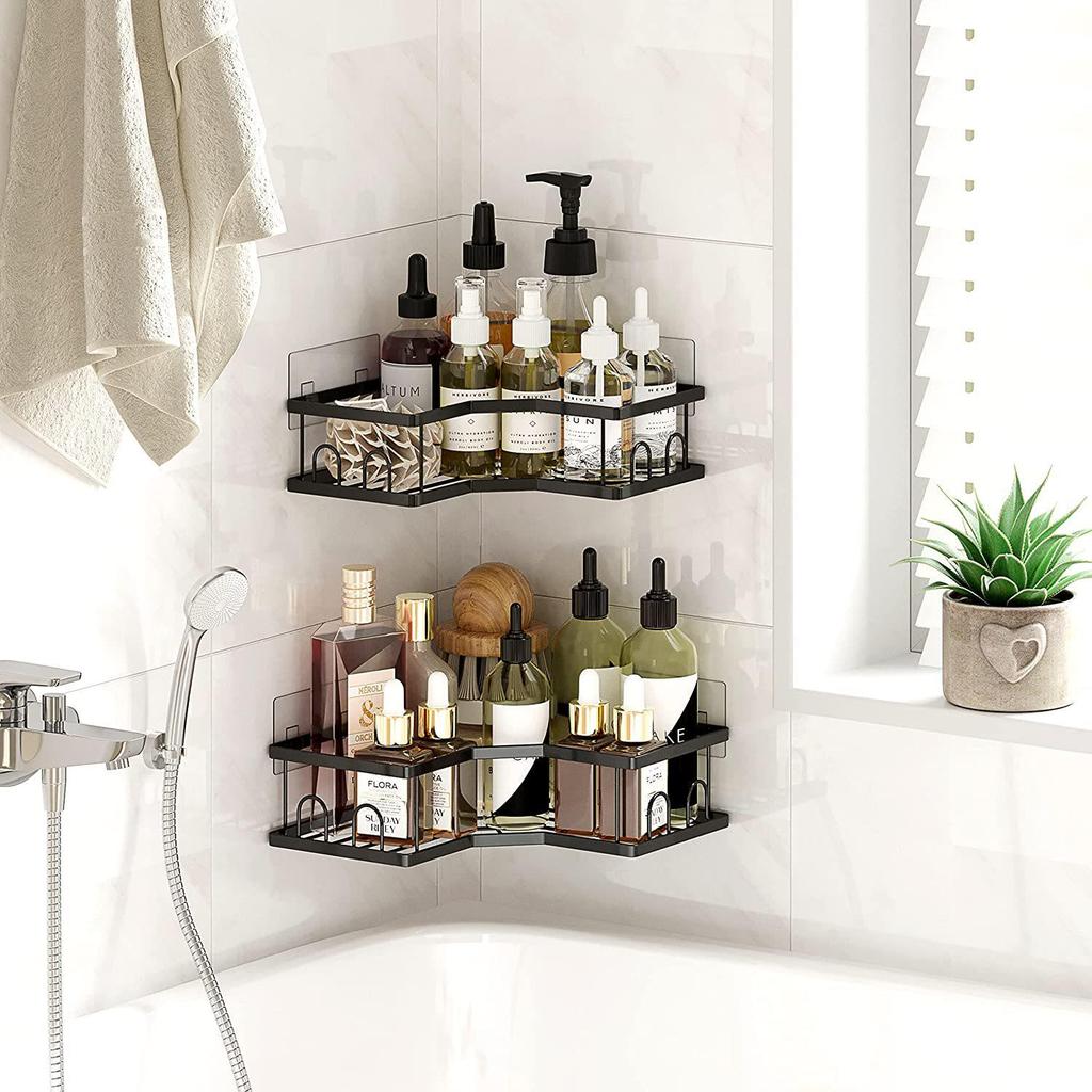 Утолщенная железная угловая полка для ванной - Туалетная стойка без сверления и мыльница