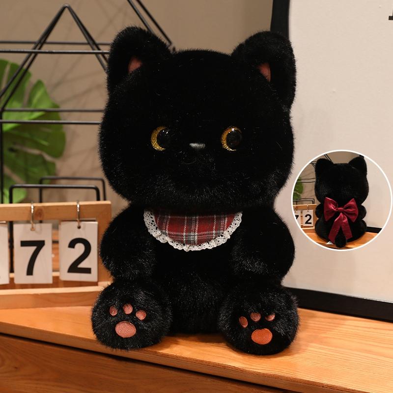 Плюшевая игрушка котенок, сидящий, мультяшный, сиамский, черный, трехцветный, кукла-кошка, мягкая, пушистая, мультяшное животное, плюшевая игрушка, успокаивающая, подарок на день рождения