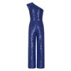 Girl's One Shoulder Sequins Sleeveless Jumpsuit Pants High Waist Party Rompers Dancewear Costume