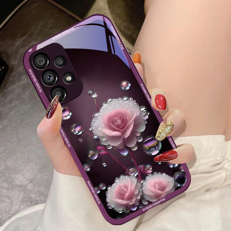 Чехол из закаленного стекла с рисунком «Капля росы» белого цвета для Samsung Galaxy S10 4G S20 11E 30 S21 21Fe 22 S24 Pro S23 Ultra 5G S8 S9