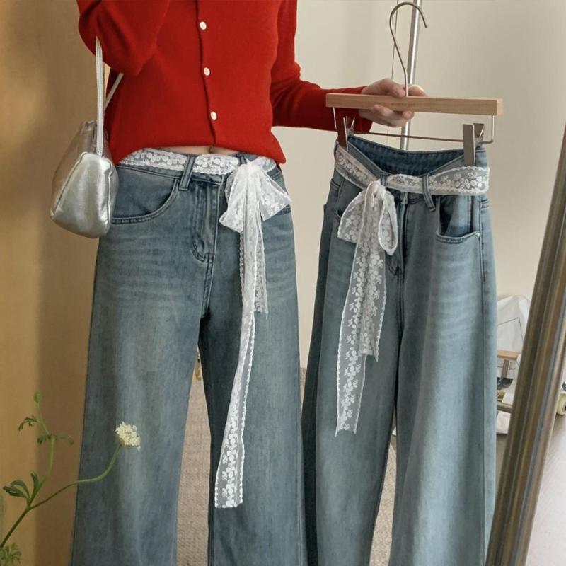 Unique Y2K Long Lace Waistband Floral Bow Lace Waist Belt Tie Up Thin Dress Jeans Belt Summer Accessories