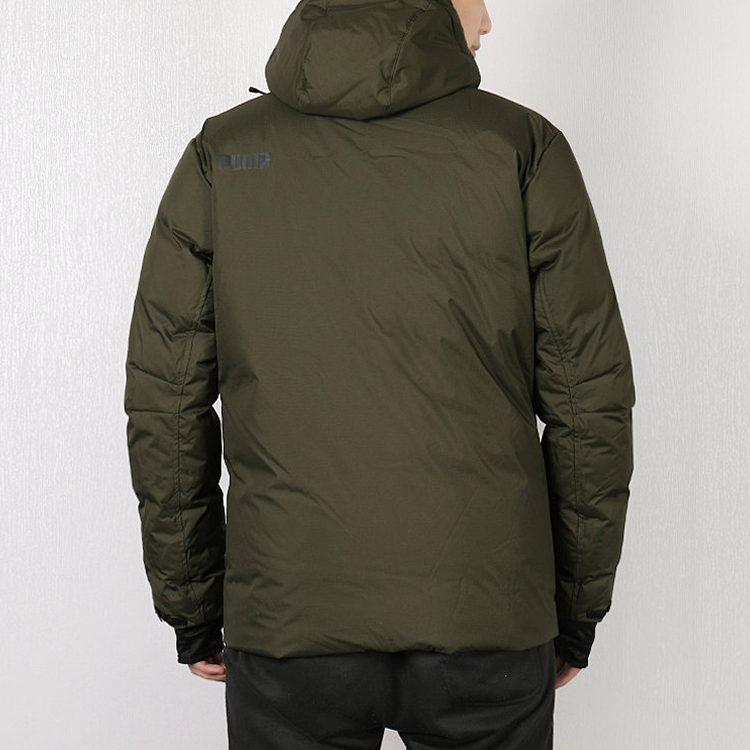 Puma Мужские пуховики Армейский зеленый С капюшоном Утепленные Другое 855449-15