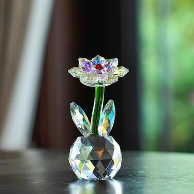 Фигурка подсолнуха из искусственного хрусталя Yousheng, стеклянное цветочное украшение, коллекционная статуэтка подсолнуха для стола, окна, автомобиля