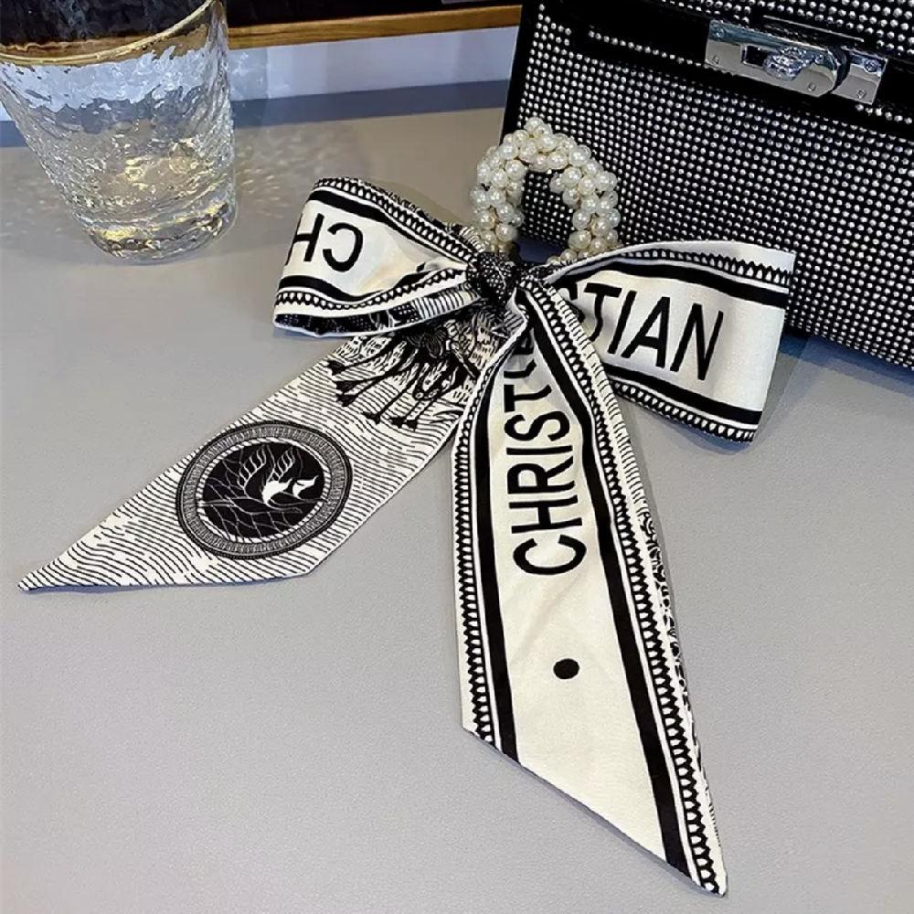 Винтажная шелковая резинка для волос с отделкой жемчугом и различными узорами для женщин