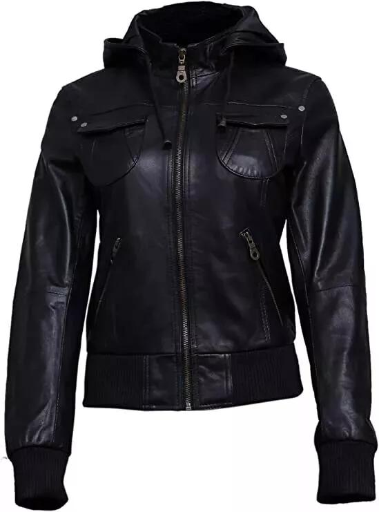 Biker Real Soft Handmade Black Leather Jacket Women 100% Lambskin Motorcycle