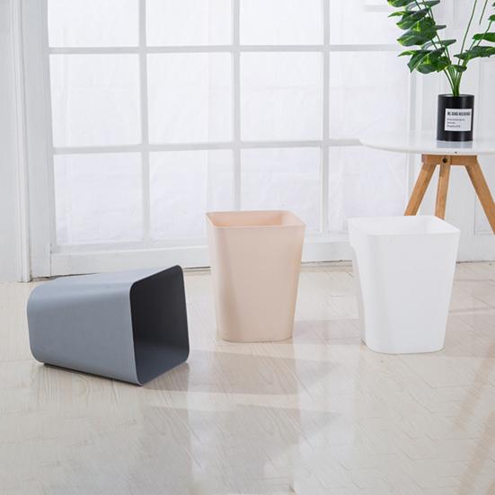 Небольшая мусорная корзина, мусорное ведро большой емкости, однотонное, легко моющееся, для использования в помещении и на улице, пластиковое мусорное ведро