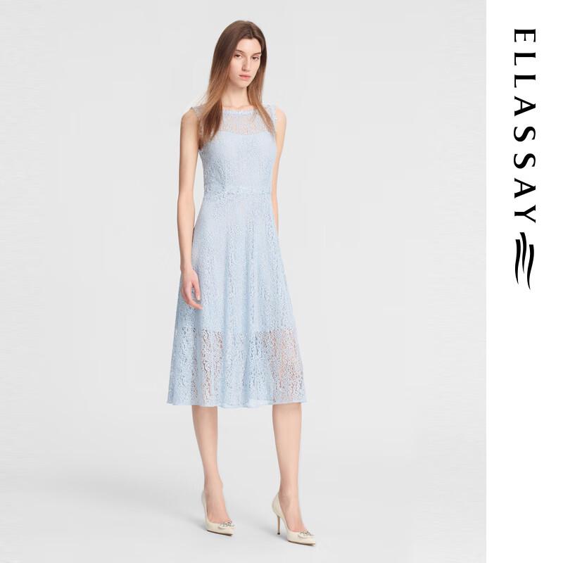 ELLASSAY Женское миди-платье без рукавов из полупрозрачного кружева на шелковой подкладке