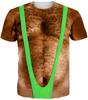 Men's Funny Hairy Chest Graphic T-shirts Fake Muscle Abs 3D Print Short Sleeve T-shirts Spring Summer Cosplay Costume Tops