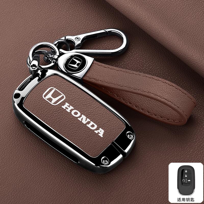 Zinc Alloy Leather Car Remote Key Case Fob Cover ring For Honda 2023 2024 2025 For Civic for Accord For CR-V For HR-V For Pilot