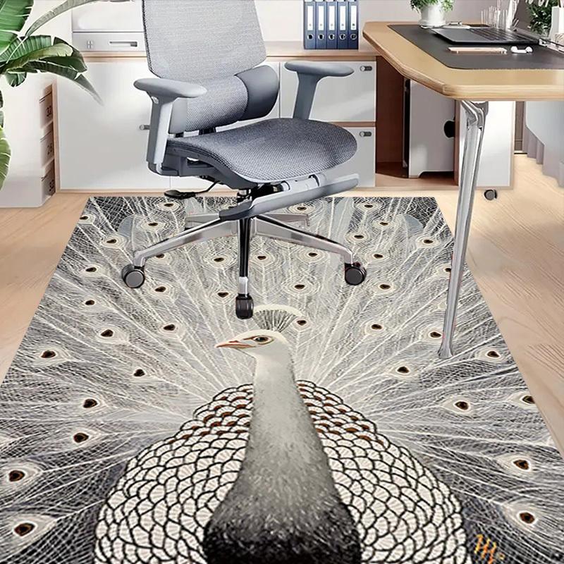 1PC peacock white Extra Large Non Slip Floor carpet, Office, family, bedroom, Studio Large Area Rug Indoor Rugs, , Vibrant Colors